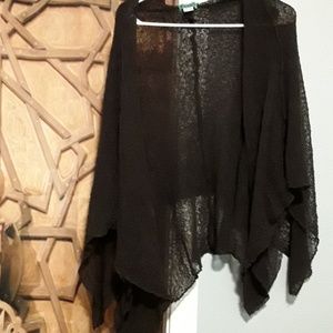 Dark Brown Gauzy flowy poncho/light cardigan XL